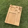 Natural Wood Rolling Tray Portable Household Smoking Accessories With Groove Exquisite Square Tobacco Roll Trays Cigarette