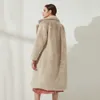Wixra Ladies Faux Leather Long Coats Femme Pockets Soft Mink Fur Women Trendy Street Style Loose Short Outwear Winter 211019