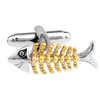 Men's Fish Bone Manchet Link Koperen Materiaal Gouden Kleur 1 Paar