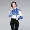 Wysokiej klasy koszula damska z długim rękawem pałac drukowana bluzka ol wiosny jesień koszulka moda retro trend lady shirt