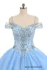 Quinceanera Klänningar 2021 Sweetheart Crystal Sequins Party Prom Formell Tulle Beading Ball Gown Vestidos de 15 Anos Q14