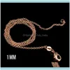 Chaînes Colliers Pendentifs Jewelrychains 1Pcs 1Mm Rolo Lien Chaîne Collier Or Rose Couleur 16/18/20/22/24/26/28/30 Pouces Long Fermoir Homard D