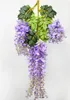 12pcs / lot 110 cm Decor di nozze Artificial Silk Wisteria Flower Vines Appeso Rattan Bride Flowers Garland per Home Garden Hotel