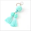 Keychains Fashion Accessories 10PCBOHO Keyring Colorf Beads Tassel Pompom Pendant Car Bohemian For Women Bag E2350-E2353 Drop Delivery 2021