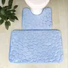 2pcs/Set 3D Cobblestone Bathroom Carpet Toilet Rugs High Resiliency Bath Floor Mats Toilet Lid Cover Anti Slip Flannel Pads 211109