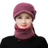 Bérets femmes décontracté chapeau d'hiver avec bord extérieur garder au chaud costume écharpe et gants ensemble pour femme rue épais tricoté Bucket265N