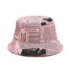 새로운 봄 여름 패션 블랙 화이트 편지 신문 패턴 남자 코튼 양동이 모자 여자 레이디 어부 모자 ZZ-475 G220311