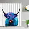 Cortinas de chuveiro Criatividade vaca montanhosa Animal de tecido à prova d'água Trema de banheiro decoração Cortina de pano com ganchos laváveis