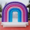 3x3x2.7m Small Trampoline Castle Jumper Rainbow Inflatables White Bounce House Colorful Entrance Wedding Bouncer for Party