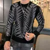 秋の冬の新しいファッションブランド男子TシャツHommeパーソナライズされたトレンド掘削タイガーヘッドメンズヘビー業界TS255L