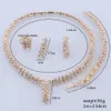 New Arrival Dubai Fashion Jewelry Sets Party Necklace Bracelet Women Gold Color Earrings Ring Luxury Jewelry Anniversary Gift H1022