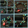 Bracelets à breloques Bijoux Bracelet de style national Mti-Layer Woven Creative Beaded Thai Wax Thread Turquoise Aessories Drop Delivery 2021 B87Ag