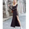 AEL Spring Sexy Hight Split Jersey Trui Jurk Gebreide Bodycon Maxi Sweaters Vrouwen Elegante Slanke Mode Lange Sweater Jurken G1214