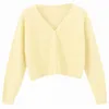 Women's Knits & Tees Pink Cardigan Womens Candy Color Long Sleeve Cropped Sweater Fashion Knitted Clothing Solf V-neck Tops Green Wholesale
