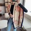 2022 mulheres imitação cashmere lenço macio inverno womens lenços lenços de flores padrão de algodão xale envolve cores suaves