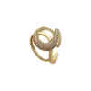 Metal Zircon Cross Gold Open Rings Fashion Korean Jewelry For Woman Luxury Wedding Party Girl's finger Unusual Ring