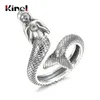 Kinel Trendy 100% 925 Sterling Animal Collection Mermaid Family Finger Ringar Kvinnor Silver Smycken Present