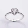Женское обручальное кольцо 925 стерлинговое серебряное сердце CZ Diamond Fit Style Pandora Style
