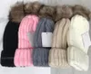 21ss beanie cappello cappello inverno cappelli da donna uomini cofano sottili berretti con vera pelliccia di procione pompon calda ragazza cappuccio snapback Pompon 14 colori