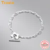 TrustDavis Genuine 925 Sterling Silver Moda Doce Flower Chain Bracelet para Mulheres Casamento Dia dos Namorados Jóias Presente DB1193