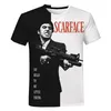 Filme 3D Imprimir T-shirt Homens Mulheres Verão Moda Casual Tee Cool Tops Tony Montana Imprimir Harajuku Streetwear Camiseta 210329