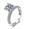 Anziw 925 Sterling Silver Moissanite Diamond 20CT Fashion Split Shank Pierdzież zaręczynowa dla kobiet prezenty biżuterii7728213