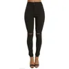 European and American Dilapidated Jeans Leggings Women Casual Solid Color High Waist Tight Pencil Pants 12779 210508