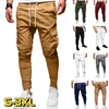 Pantaloni casual multitasche solidi da uomo Pantaloni sportivi da jogging taglie forti S-3xl W220307