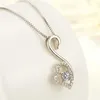 Cristal Femmes Colliers Pendentif Simple Cygne diamant bijoux en forme de coeur clavicule chaîne amour or argent plaqué
