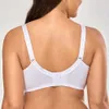 Kvinnors full täckning broderad support wirefree mastectomy pocket bomull bh plus storlek 210623