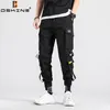 Homens Calças Preto Hip Hop Streetwear Calça de Carga Harajuku Moda Coreana Calças Casuais Marca Slim Calças 211201