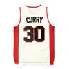 Ship From US Stephen Curry #30 Davidson Wildcats College Basketball Jersey Stitched White Red Size S-3XL Top Quality