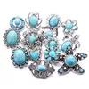 Turquoise Crystal tortoise flower Snap Buttons Clasp Components fit DIY 18mm snaps button ACC ingredients supplier Jewelry