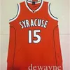 Nikivip Syracuse # 15 Carmelo Anthony Maillots Orange Noir Blanc Carmelo Anthony Maillots de basket-ball cousus NCAA College Shirts