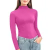 Våren halvturtleneck långärmad skjorta kvinnor solid plus size tshirt kontor lady vår höst toppar streetwear womens kläder 210317