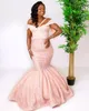 2022 Plus Size Arabski ASO EBI Różowy Mermaid Sexy Prom Dresses Spaghetti Koronki Wieczór Formalna Party Druga Recepcja Druhna Suknia Dress ZJ630