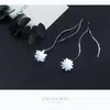 Colusiwei 925 Sterling Prata Branco Flor de Cristal Dangle para Mulheres Geométricas Onda Gota Brinco Jóias Fine