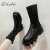 U-DOUBLE marque chaud femmes chaussures mode noir sur le genou bottes femmes serré haute plate-forme cuissardes hiver bottines longues Y0914