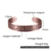 Bracelet en cuivre pur hommes 15mm de large réglable Vintage manchette cuivre Bracelet magnétique arthrite thérapie magnétique Bracelet énergétique Q0717