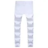 Solidne białe dżinsy Mężczyźni klasyczne retro męskie obcisłe dżinsy marki elastyczne dżinsowe spodnie spodnie presy swobodne slim fit pencil spodni 210318