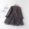 Детская одежда высокого качества, хлопковая однотонная юбка с длинными рукавами из имитации норки, серый PrincDrTZ0083