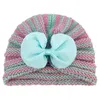 Infantile bébé chapeau arc chapeaux enfants enfant en bas âge enfants indien casquettes turban doux confortable automne hiver rayé tricoté chapeaux 10 couleurs