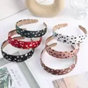 10PCS 30CM Polka Dots Prints Fabric Covered Womens Headbands Girls Plastic Hair Hoops