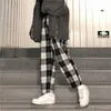 Dropshipping harajuku pantalons à carreaux pour femme 2020 streetwear femme harem automne casual dames plus taille Q0801