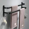 Racks handduk Badrumshållare Set Black Rail Rack Hanger Wall Mounted Bath Bar Shelf Space Aluminium 30cm 40cm 50cm 60cm3500693