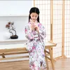 8Color tradicional meninas japonesas kimono asiático obi vestido de seda de seda pavão de manga comprida moda haori roupas crianças vestidos étnico