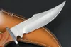 1 stks Hoge Kwaliteit Survival Rechte Mes 440C Satin Drop Bowie Blade Full Tang hardhout handvat Outdoor vaste mes jachtmessen met leren schede