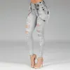 Kobiety dżinsy wysoko w pasie proste chude, elastyczne spodni streetwear damskie damskie dziura myjka bandaż dżinsowe spodnie spodni 220423