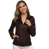 Uzun Kollu Kadın Deri Ceketler İlkbahar Sonbahar Avrupa Amerika Artı Boyutu PU Kısa Ceket Giyim Feminina LR1070 210531