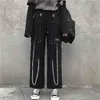 Qweek Gothic Harajuku화물 바지 펑크 체인 넓은 다리 한국어 스타일 대형 스트리트웨어 바지 여성 Techwear EMO 210915
